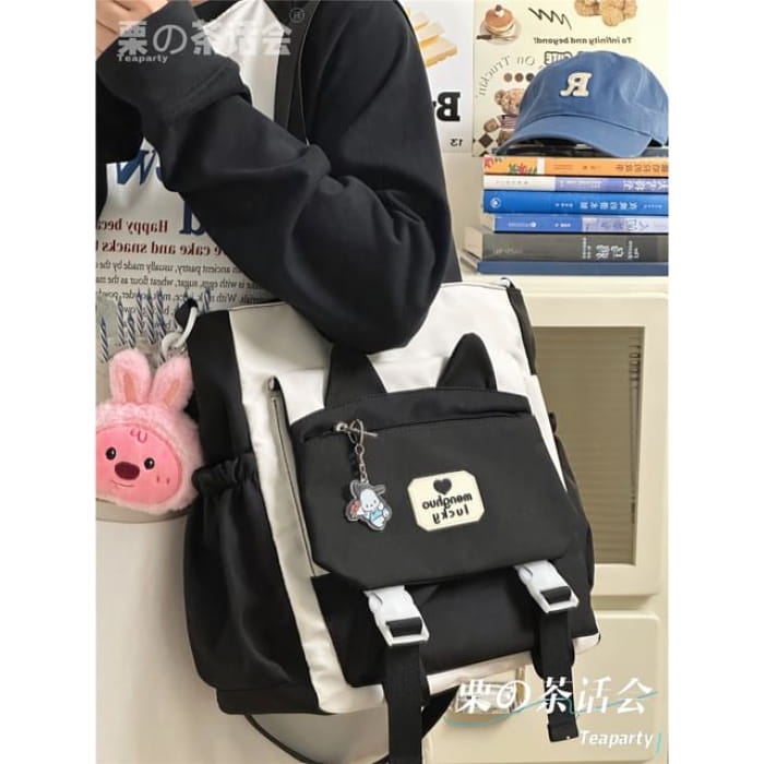 Cat Ear Two Tone Tote Bag / Charm / Set - With Rabbit