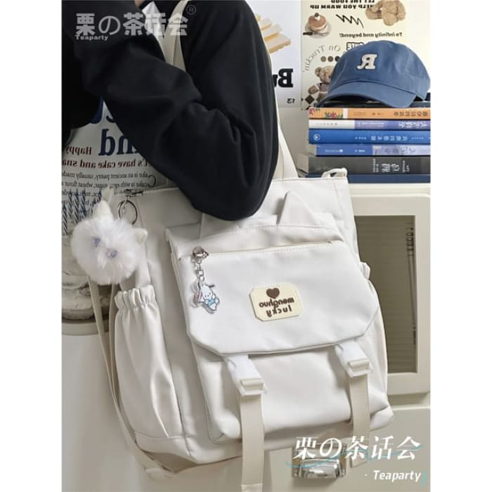 Cat Ear Two Tone Tote Bag / Charm / Set - With White Elf