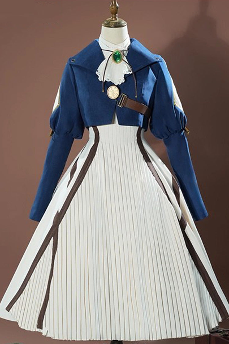 Cerulean and Ivory Violet Evergarden Inspired Long Sleeve Cardigan Sweet Lolita Dress Set