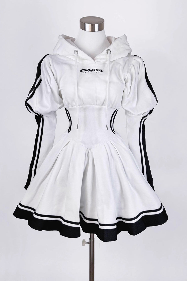 Punk Knit Midi Dress with Ribbon Accents - Jirai Kei