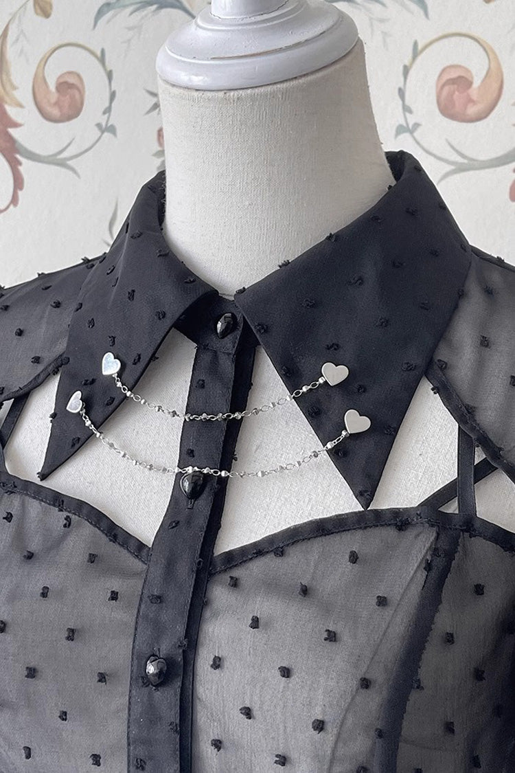Gothic Lolita Blouse with Puff Sleeves Chain and Print