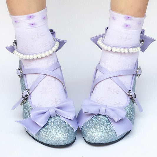 Shoes Blue Blingbling Mermaid Bow Custom Made SP168016