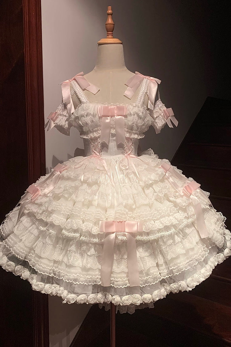 Love Song Multi-Layered Ruffled Bowknot Lace Sweet Princess Jsk Dress