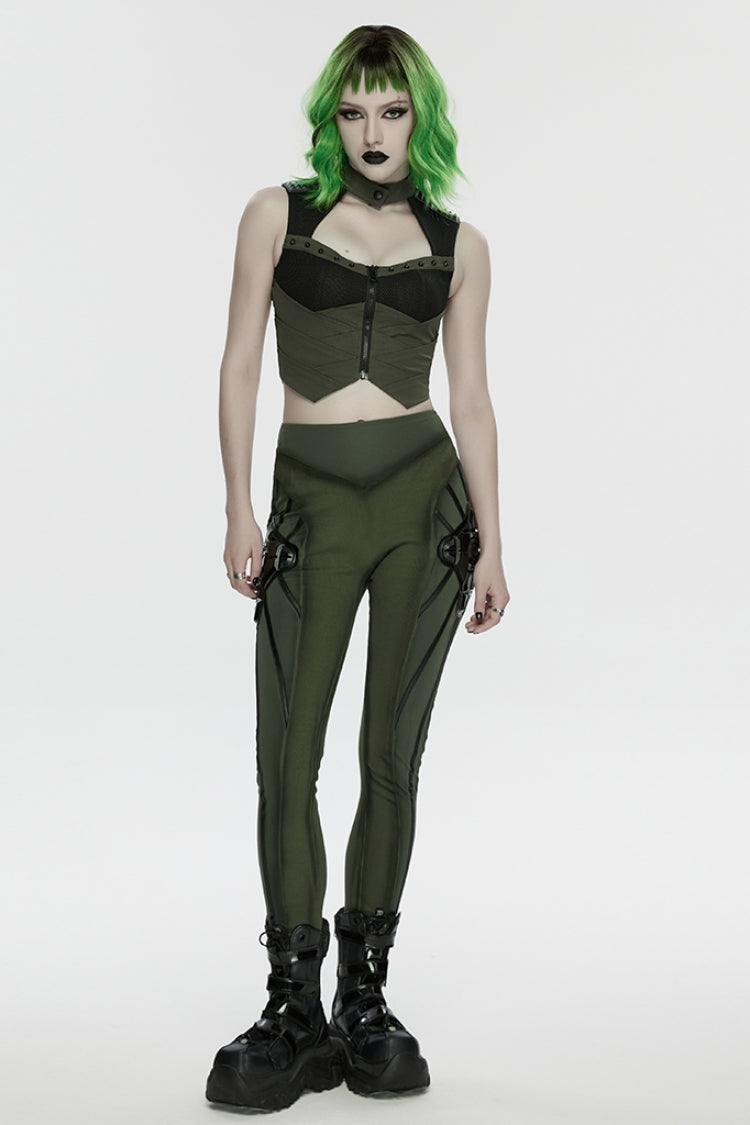Cut-Out Studded Mechanical Sleeveless Punk Tank