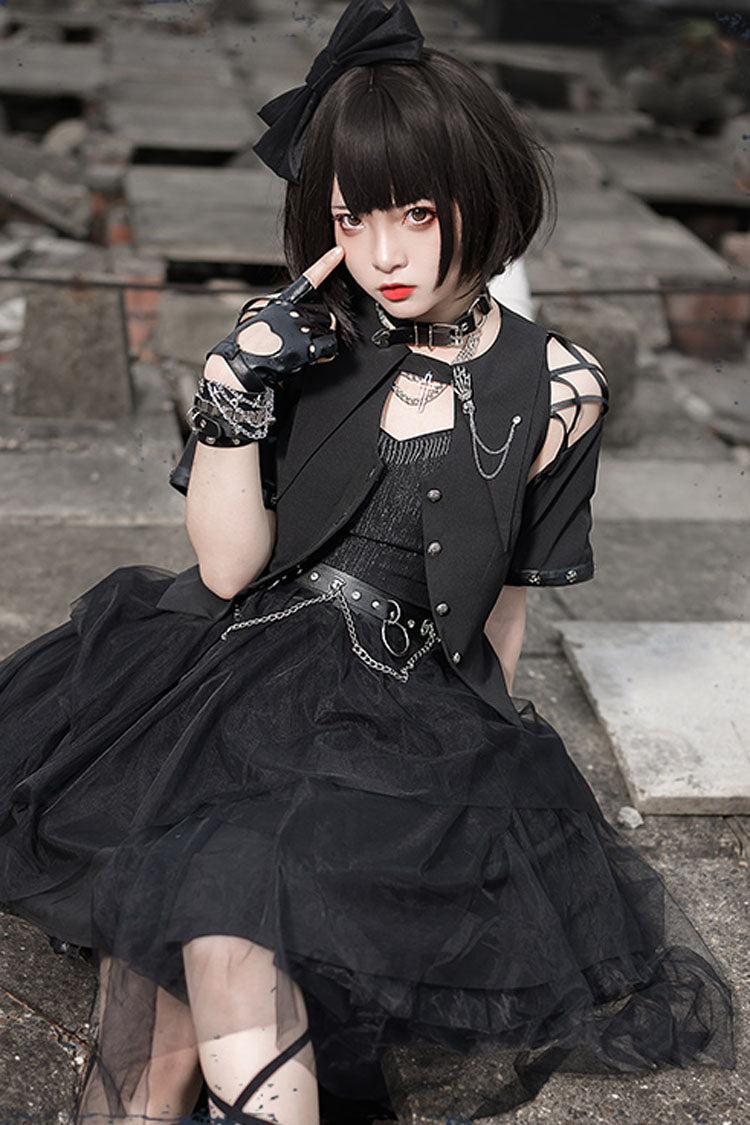 Sleeveless Punk Gothic Lolita JSK with Irregular Hem