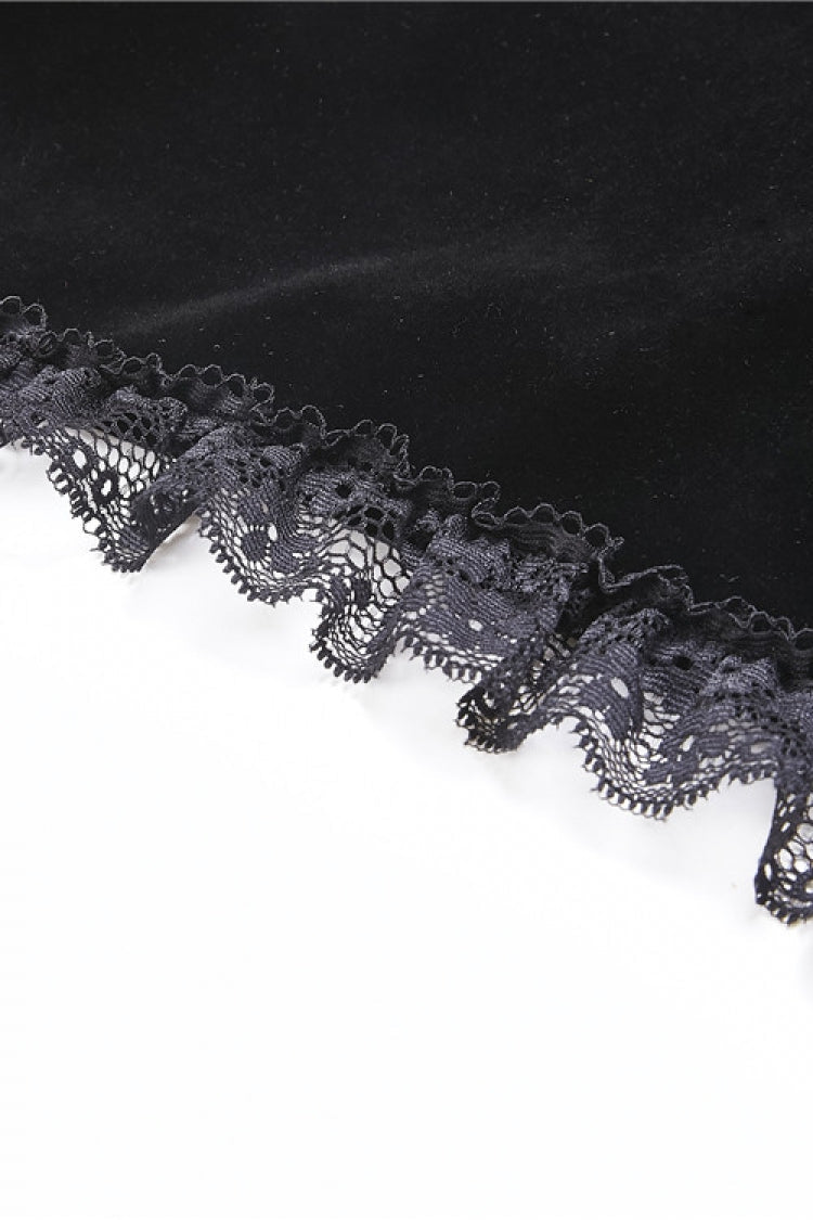 Multi-Layered Long Trumpet Sleeve Rosette Velour Gothic Bolero for Women Lace