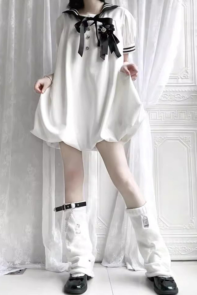 Old Stories Navy Collar Bow Sweet Lolita Dress