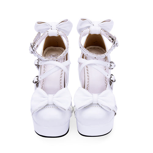Ribbon Rounded-Toe Girly Lolita High-Heel Pumps