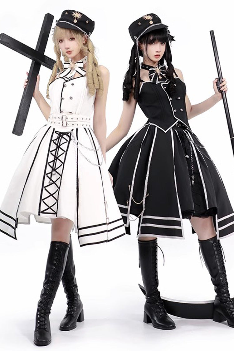 Long Sleeve Print Bow Gothic Lolita Skirt Set
