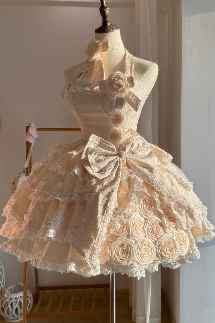 Rose of Confession Elegant Asymmetric Lolita JSK with Lace Details