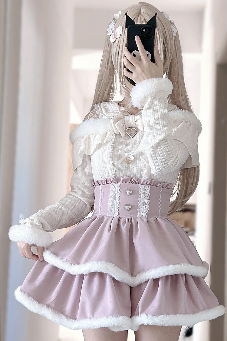 Pink Double-Layer Ruffle Lace Skirt in Jirai Kei Style