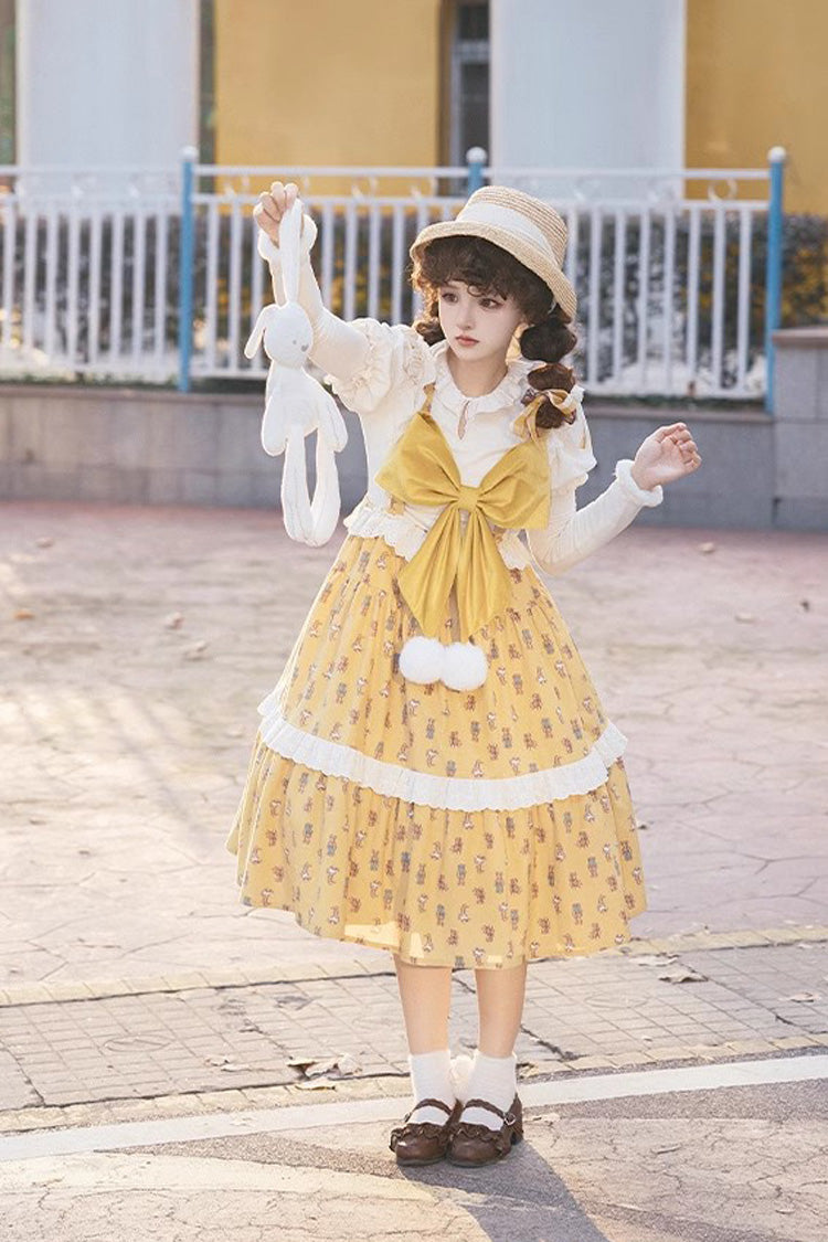 Ivory Round Collar Long Sleeved Ruffled Sweet Lolita Dress