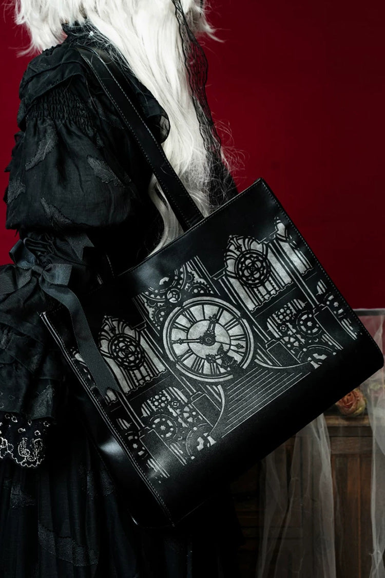 Printed Gothic Lolita Handbag in Black