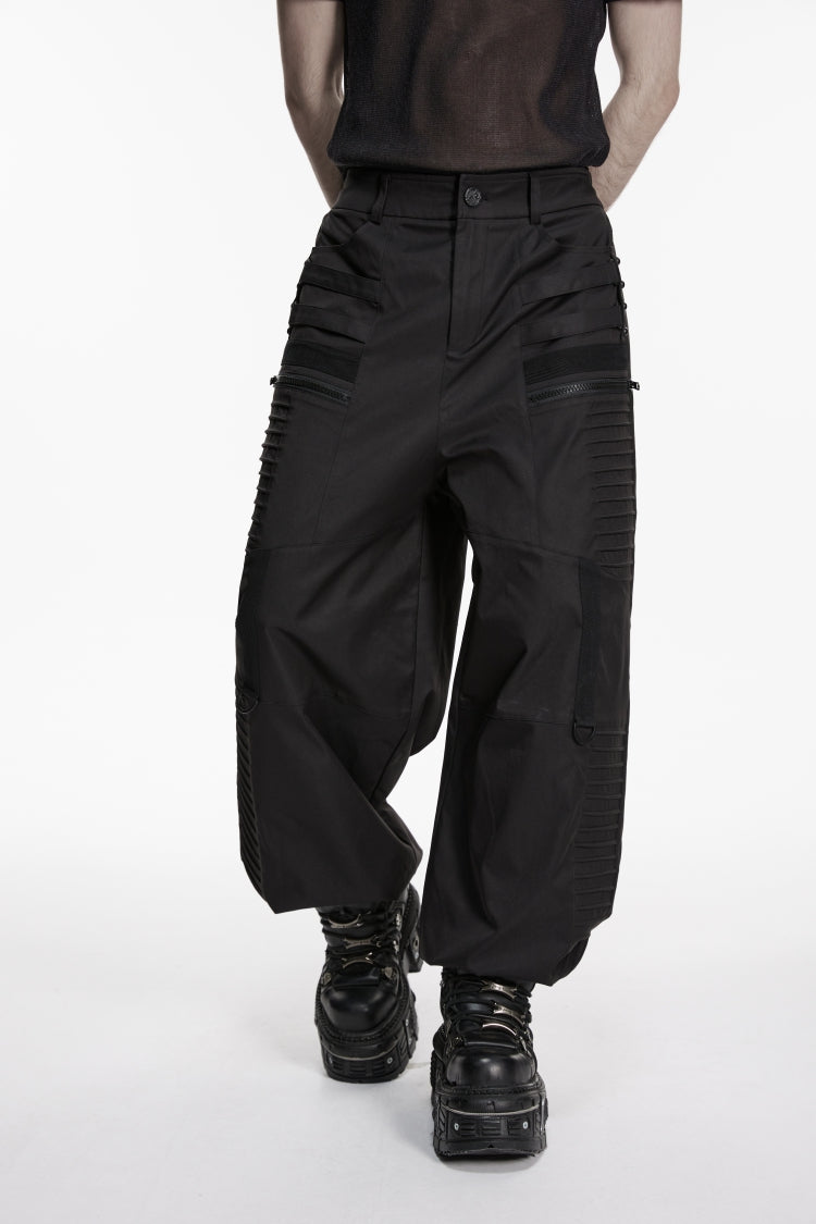 Men's Gothic Tapered Trousers with Pleats, Black