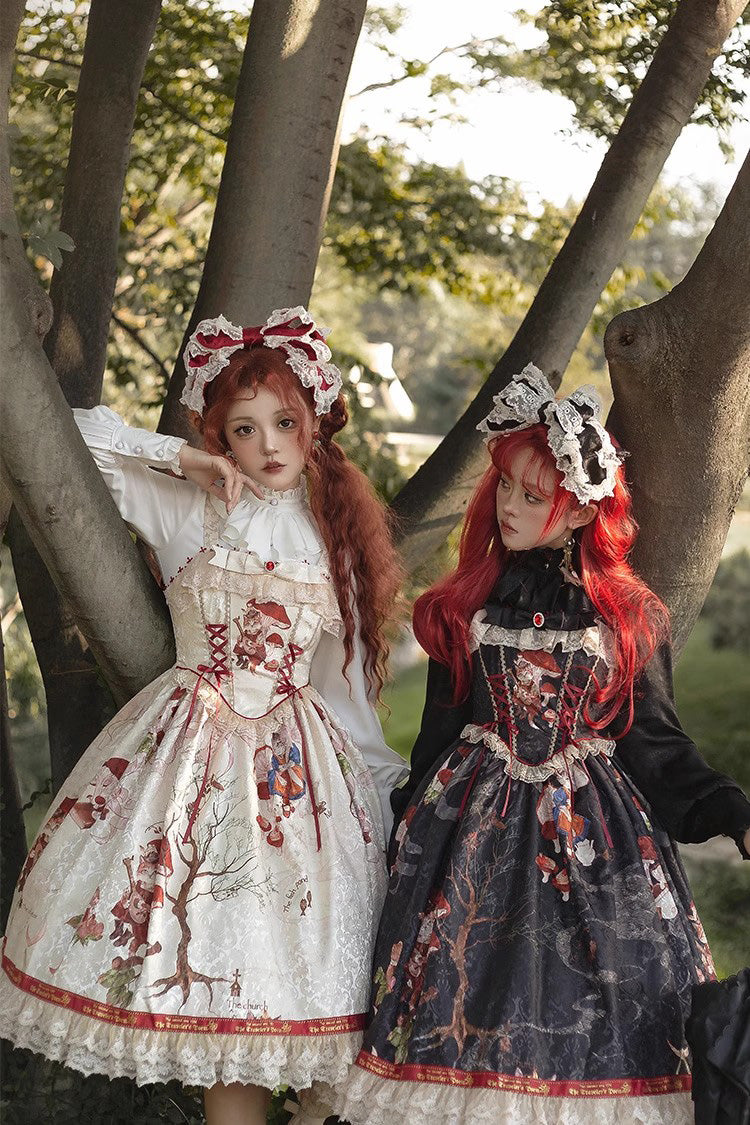 Cat Traveler Print Ruffle Vintage Elegant Sweet Lolita Jsk Dress