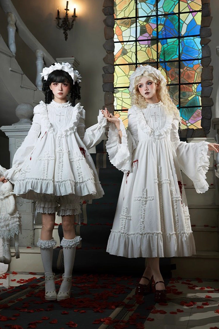 Ivory Gothic Dress Set with Hime Sleeves and Lace - Cross Doll