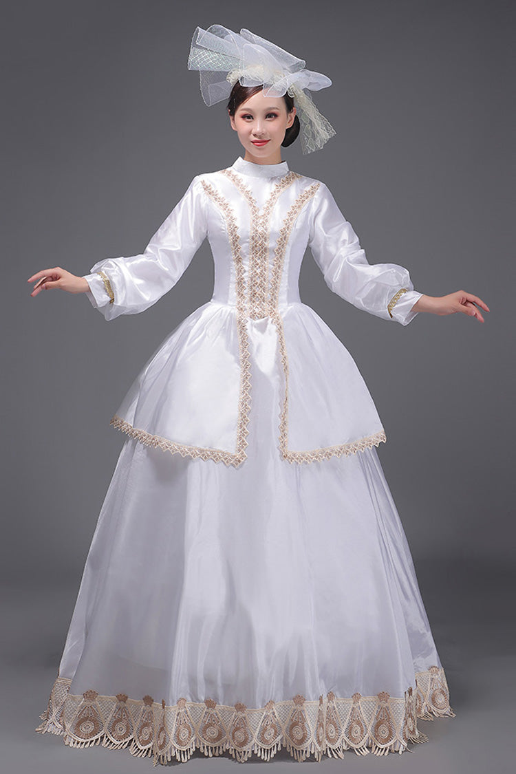 White Embroidered Vintage Victorian Dress - Sweet Court Style