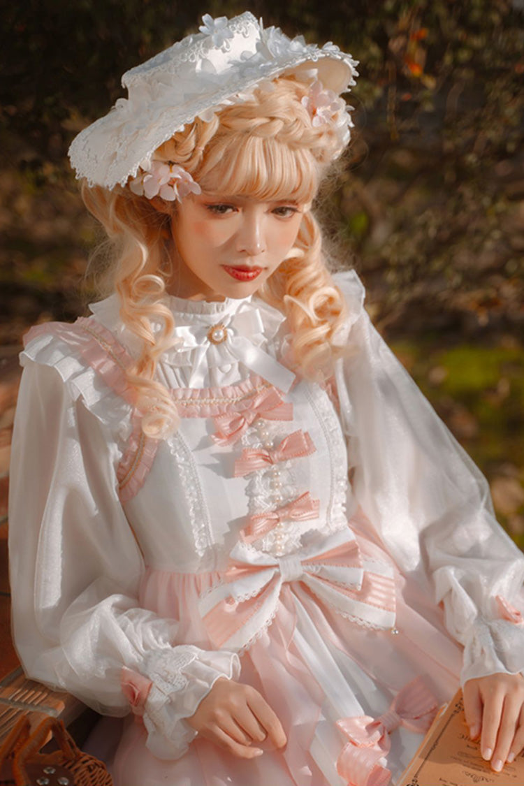 Blush Sleeveless Ruffle Cardigan Bow Lace Sweet Plus JSK Dress