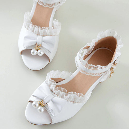 Pearl Pendant Bowknot Lolita Sandals