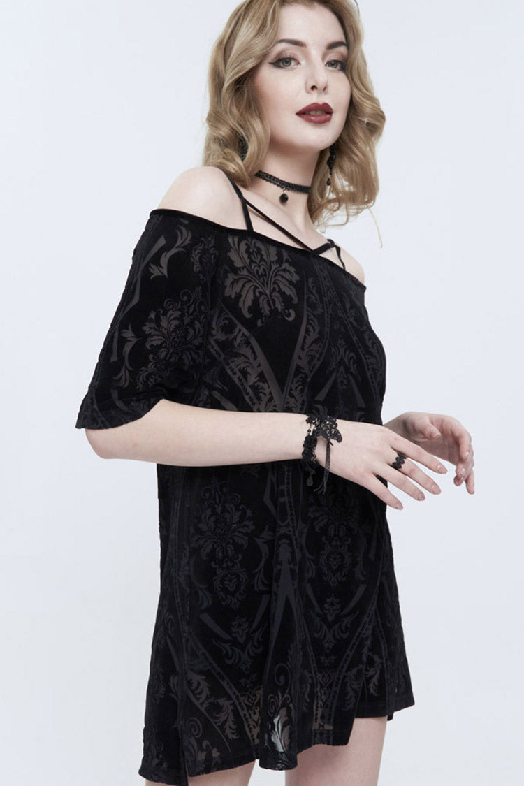 Print Front Long Back Slit Off-Shoulder Punk Dress