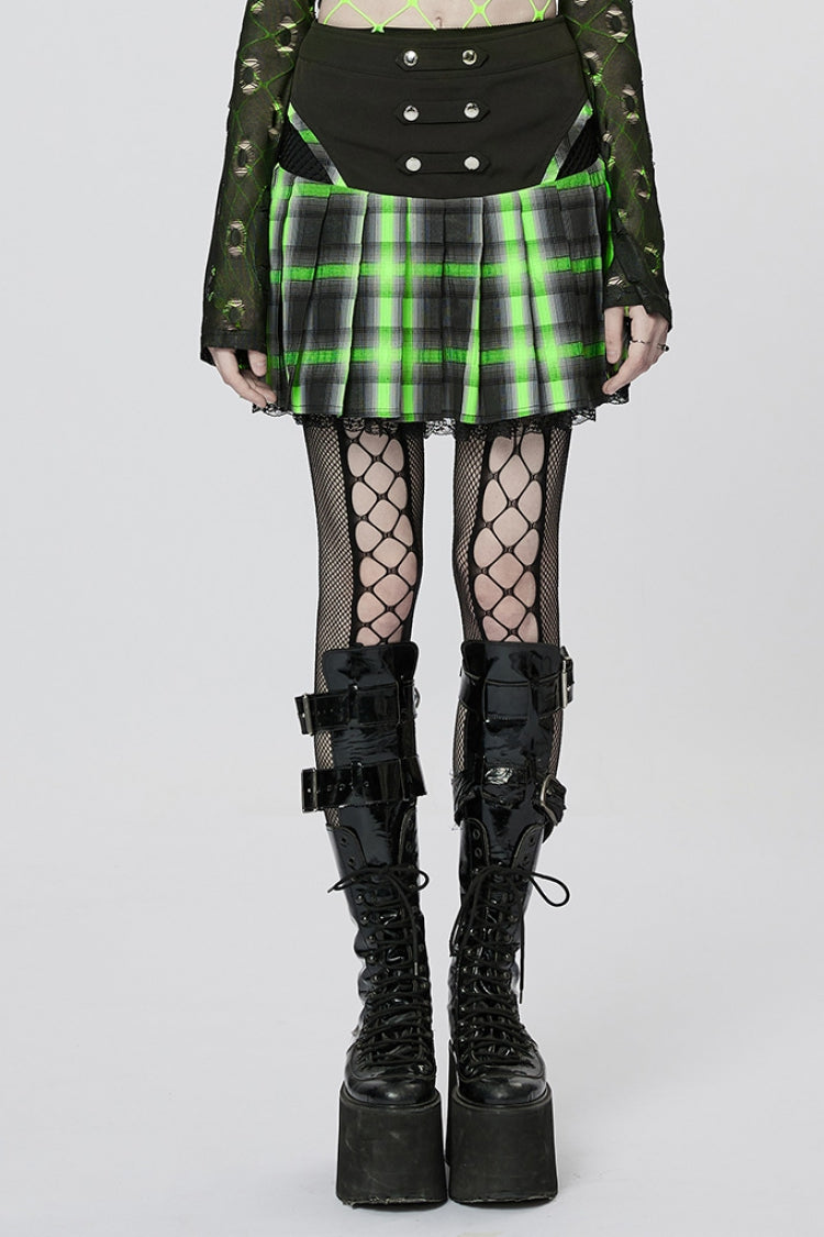 Steampunk Pleated Skirt with Ruffle and Lace