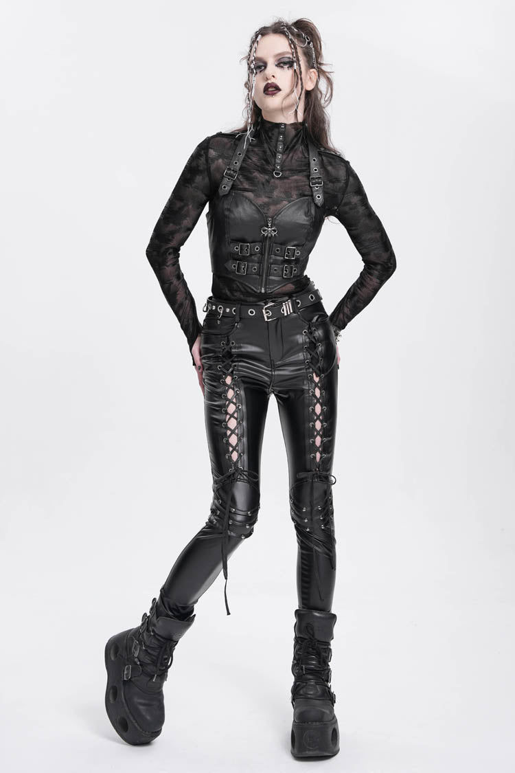 Punk Overbust Corset with Halterneck Buckle Design
