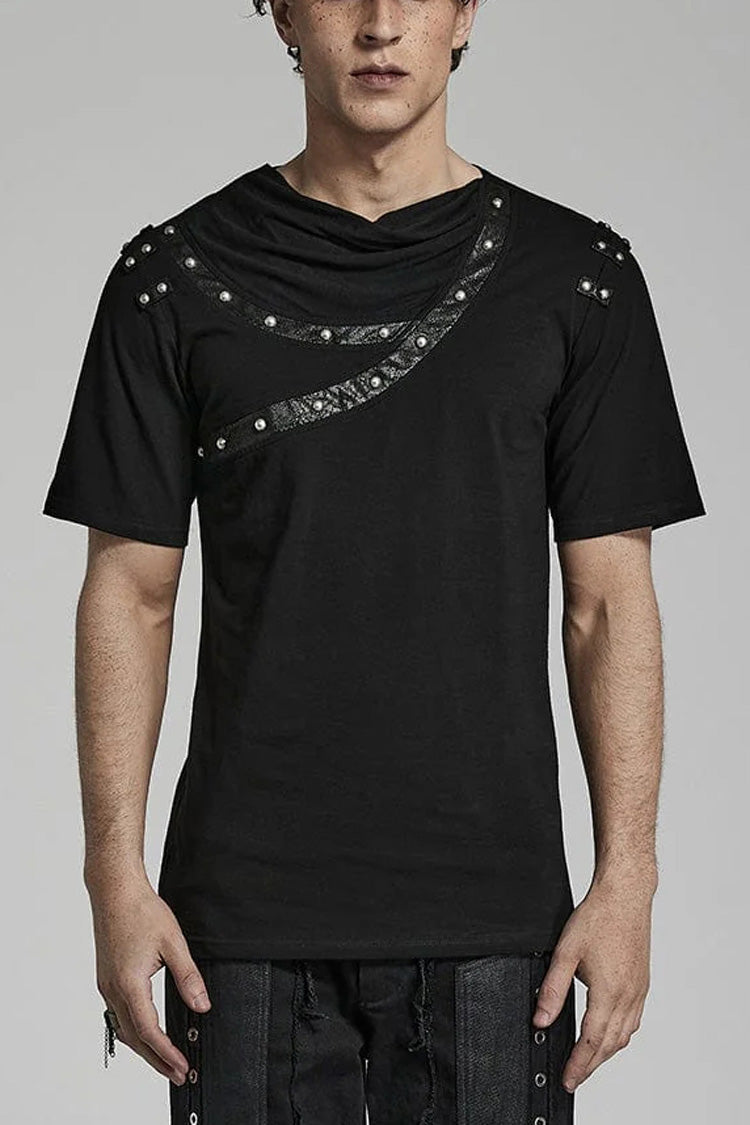 Asymmetric Steampunk Tee for Men with Daily Wear Style