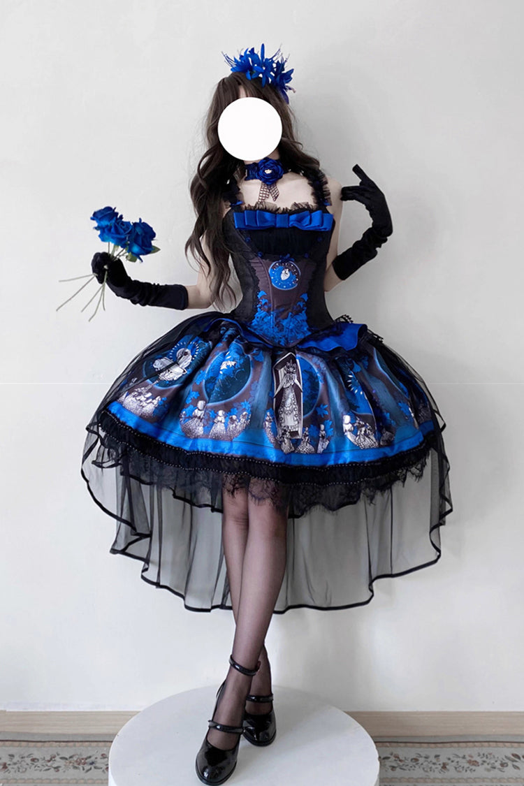 Embroidered Gothic Lolita Skirt with Print Detail