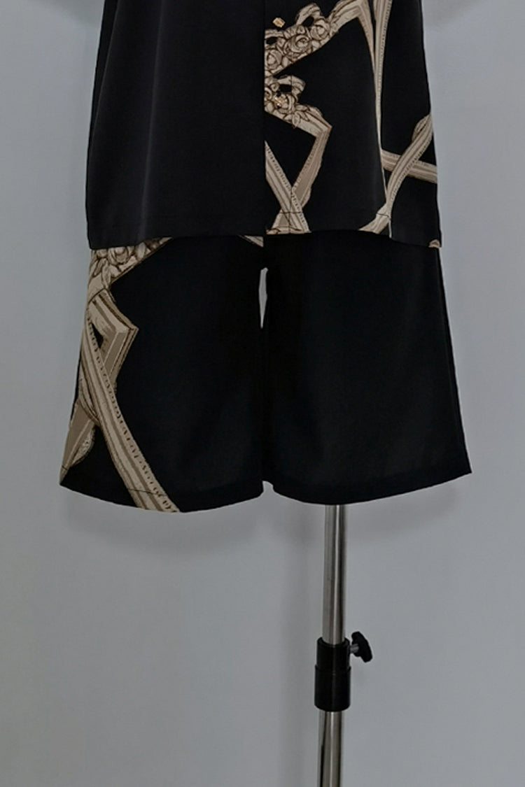 Black Printed Ouji Prince Shorts - Dream Void Mirror