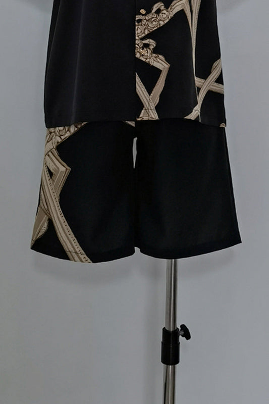 Black Printed Ouji Prince Shorts - Dream Void Mirror