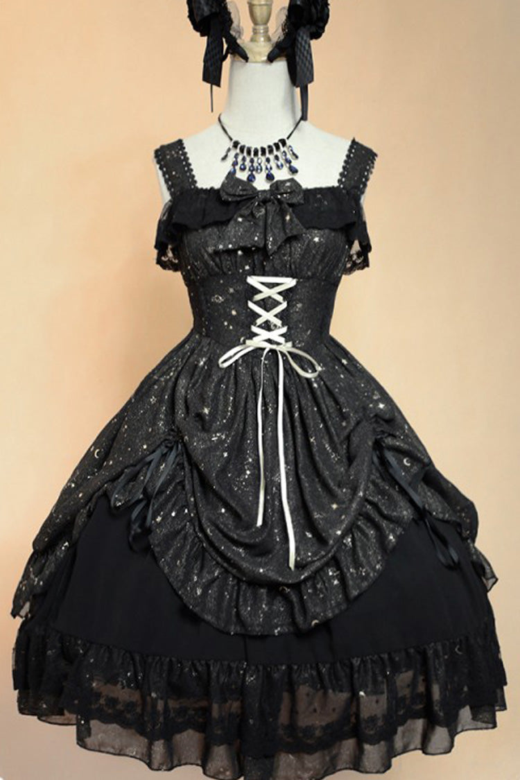 Layered Ruffle Corset Lace-Up Gothic JSK Dress
