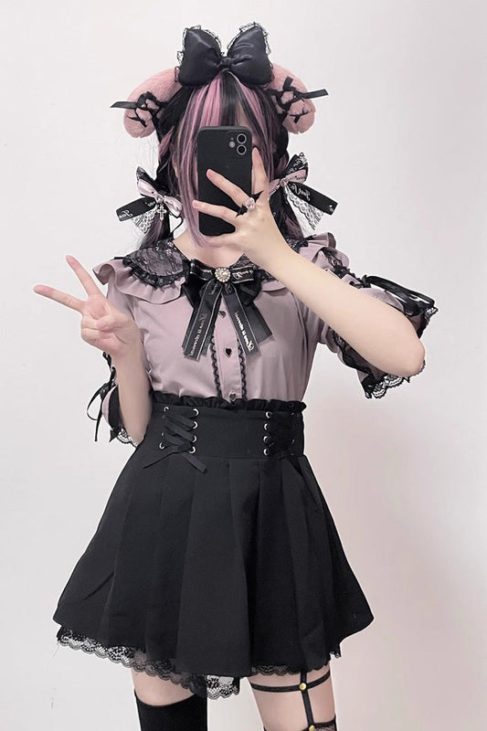 Slim Fit Bowknot Lace Sweet Lolita Jirai Blouse in Three Shades