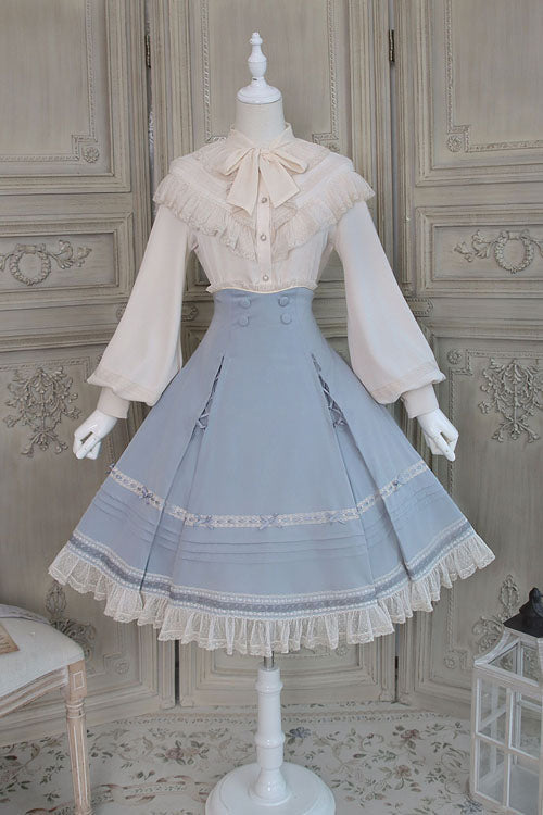 Baroque Manor Bowknot High-Waisted Ruffled Sweet Lolita Skirt, Three Colors