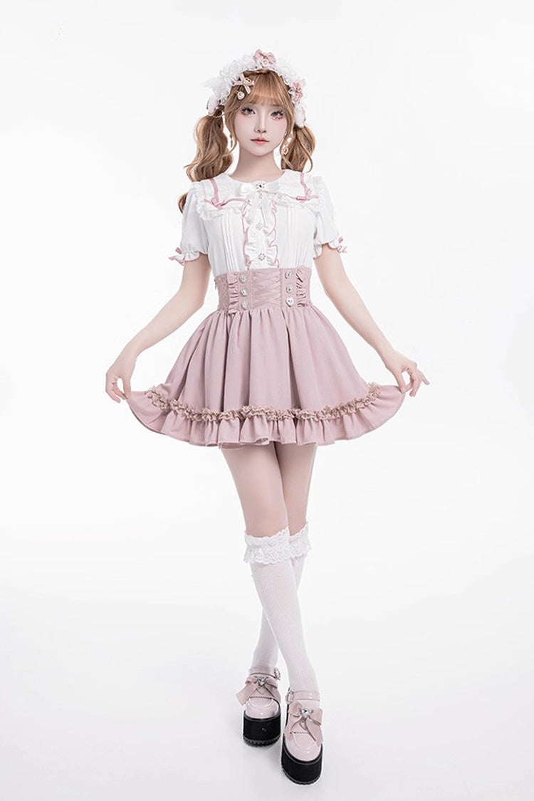 Sweet Ruffle Lace Lace-Up Japanese Jirai Kei Skirt 4 Colors