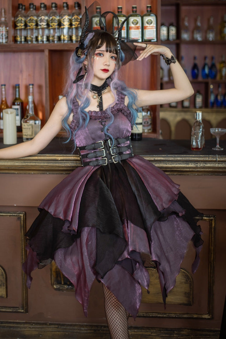 Purple Lust Multi-Layered Asymmetric JSK Gothic Lolita Dress