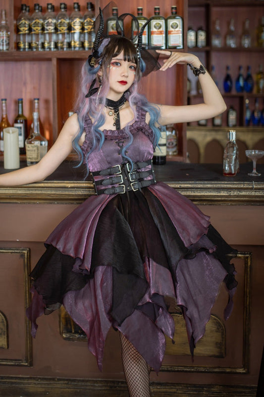 Purple Lust Multi-Layered Asymmetric JSK Gothic Lolita Dress