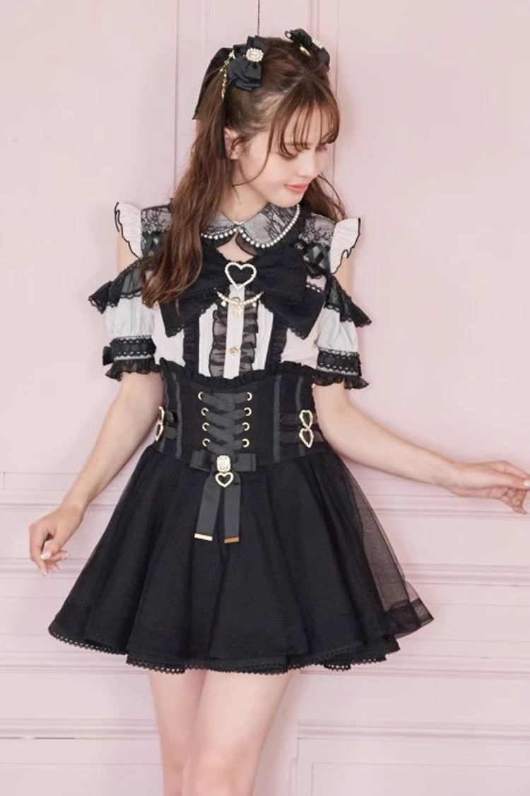High Waist Mesh Buckle Skirt - Jirai Kei Fashion