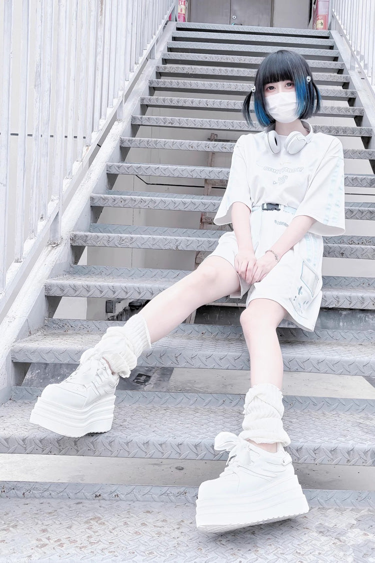 College Lace-Up Sweet Jirai Kei Platforms - 2 Colors