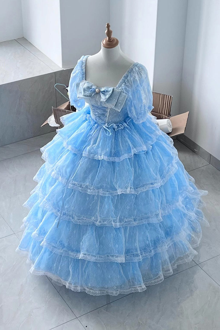 Azure Plus-Size Sweet Hanayome Dress with Layered Ruffles