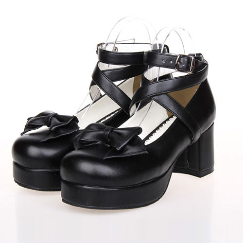 Ribbon Royal Rounded-Toe Lolita High-Heel Pumps