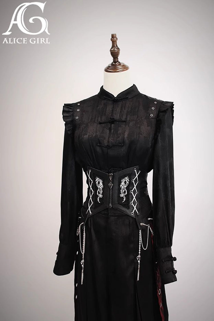 Zipper Lace-Up Classic Waistband in Black