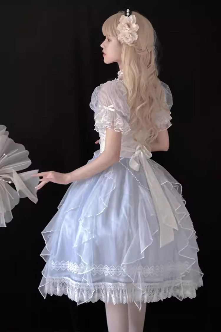 Azure Mermaid Hanayome Sweet Dress with Ruffled Short Sleeves