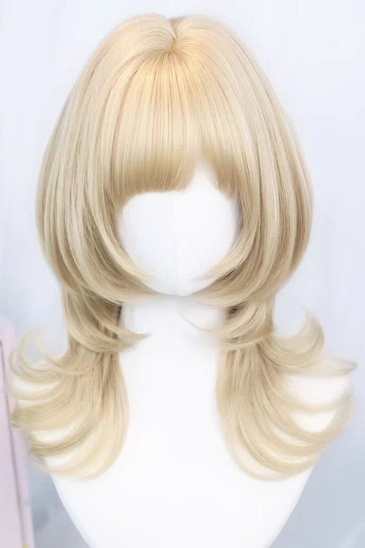 Flared Curls with Fine Fringe Sweet Lolita Hairpiece in Two Colors