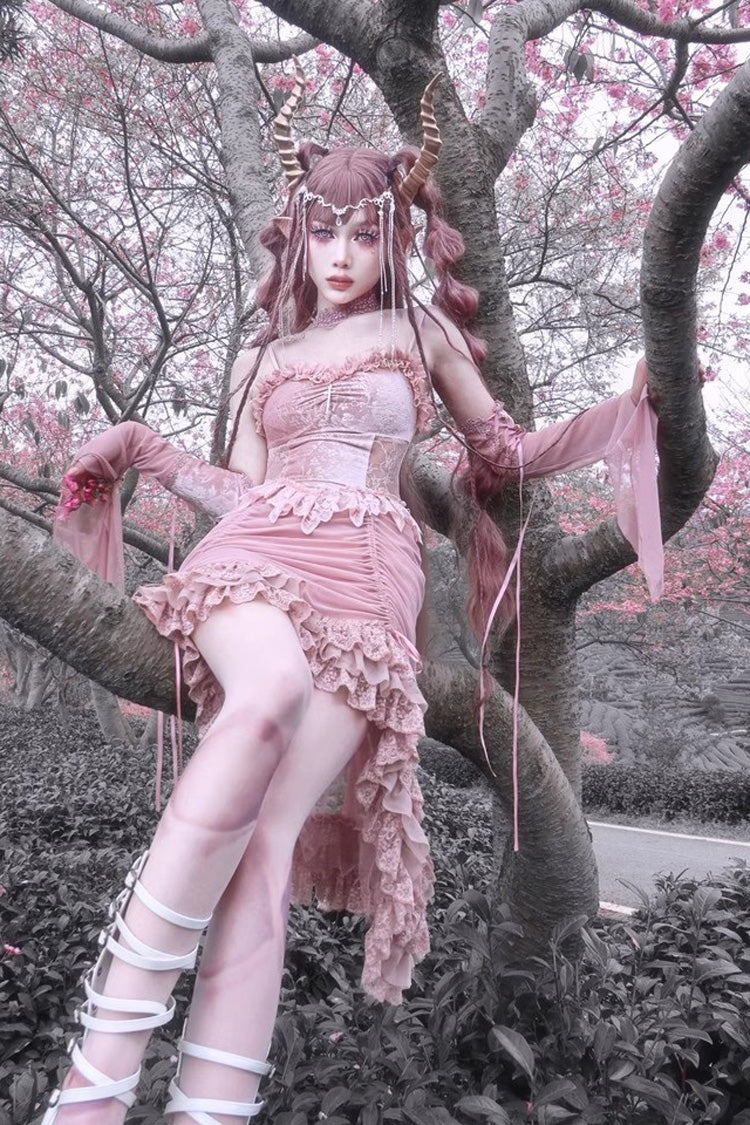 Cherry Gothic V-Neck High-Waist JSK