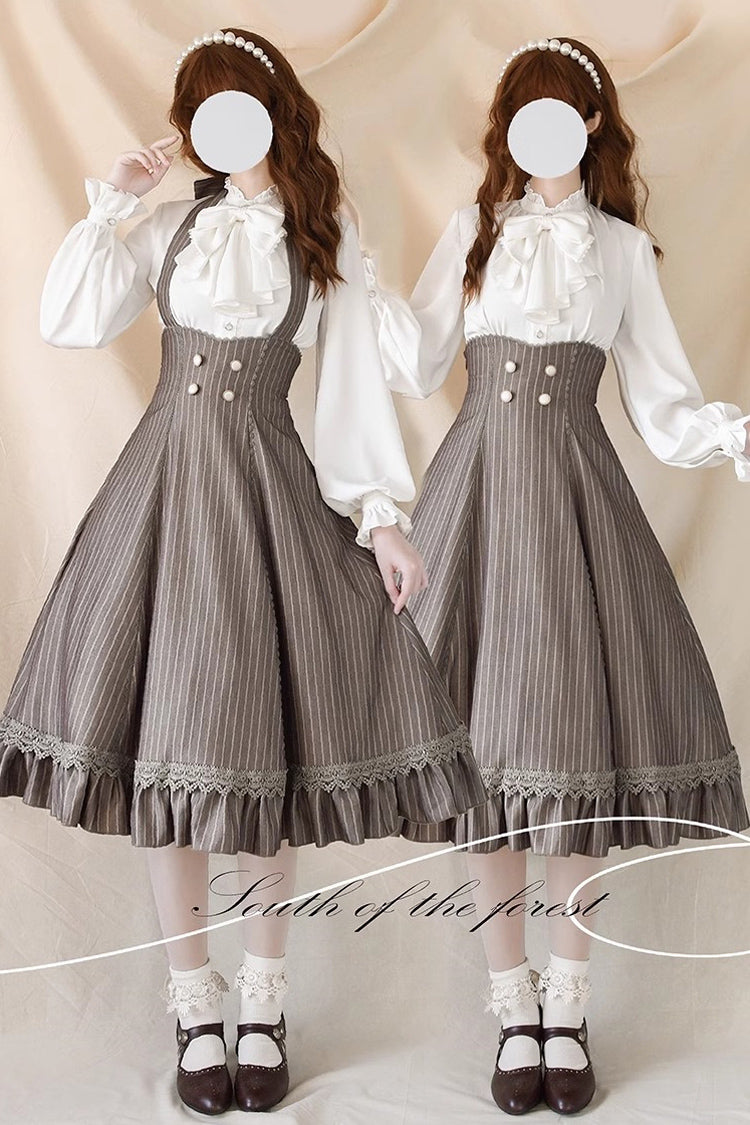 Vintage Halter Ruffle Striped JSK in 4 Shades - South of The Forest