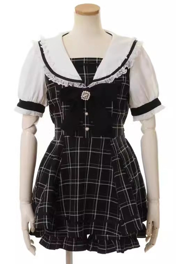 Charming Bowknot Lace Short Sleeve Jirai Dress Ensemble in Four Colors