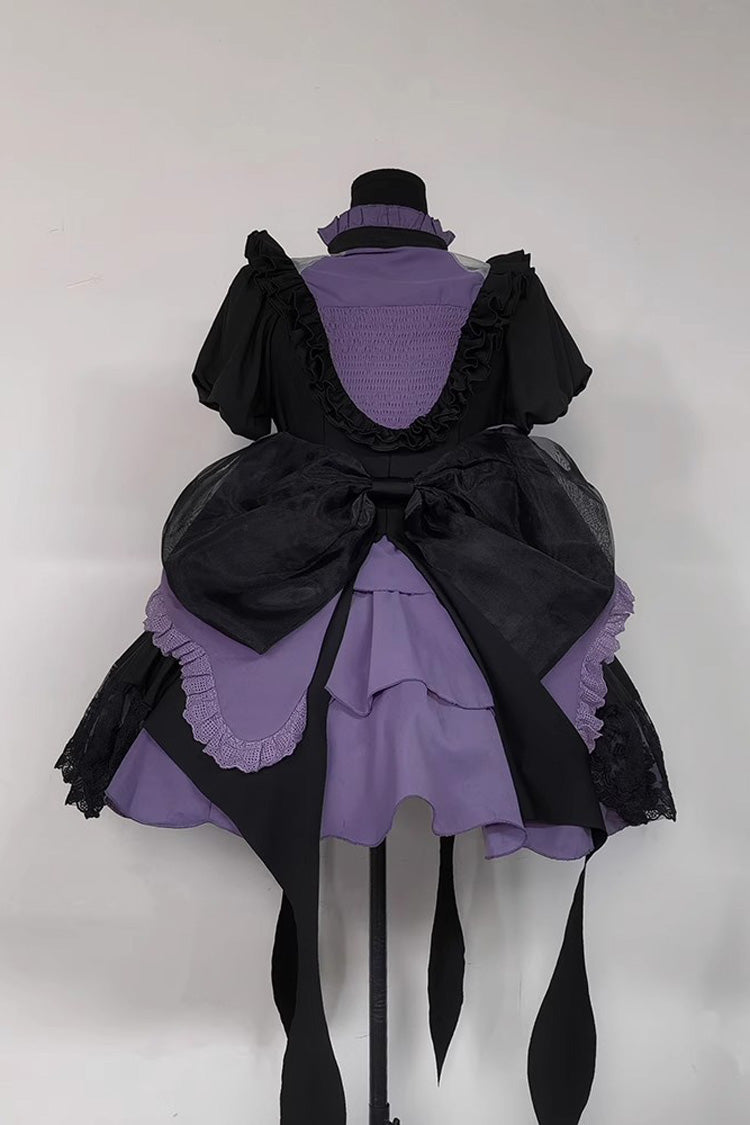 Black Purple Phantom Thief Ace of Spades Short Sleeve Ruffle Bow Gothic Lolita Set