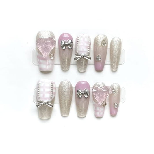 Checker Press On Nail