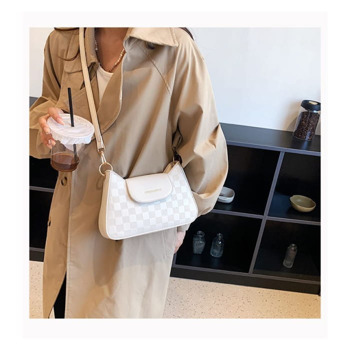 Checkerboard Twisted Strap Shoulder Bag