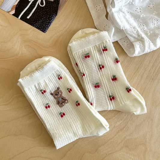 Cherry Print Socks